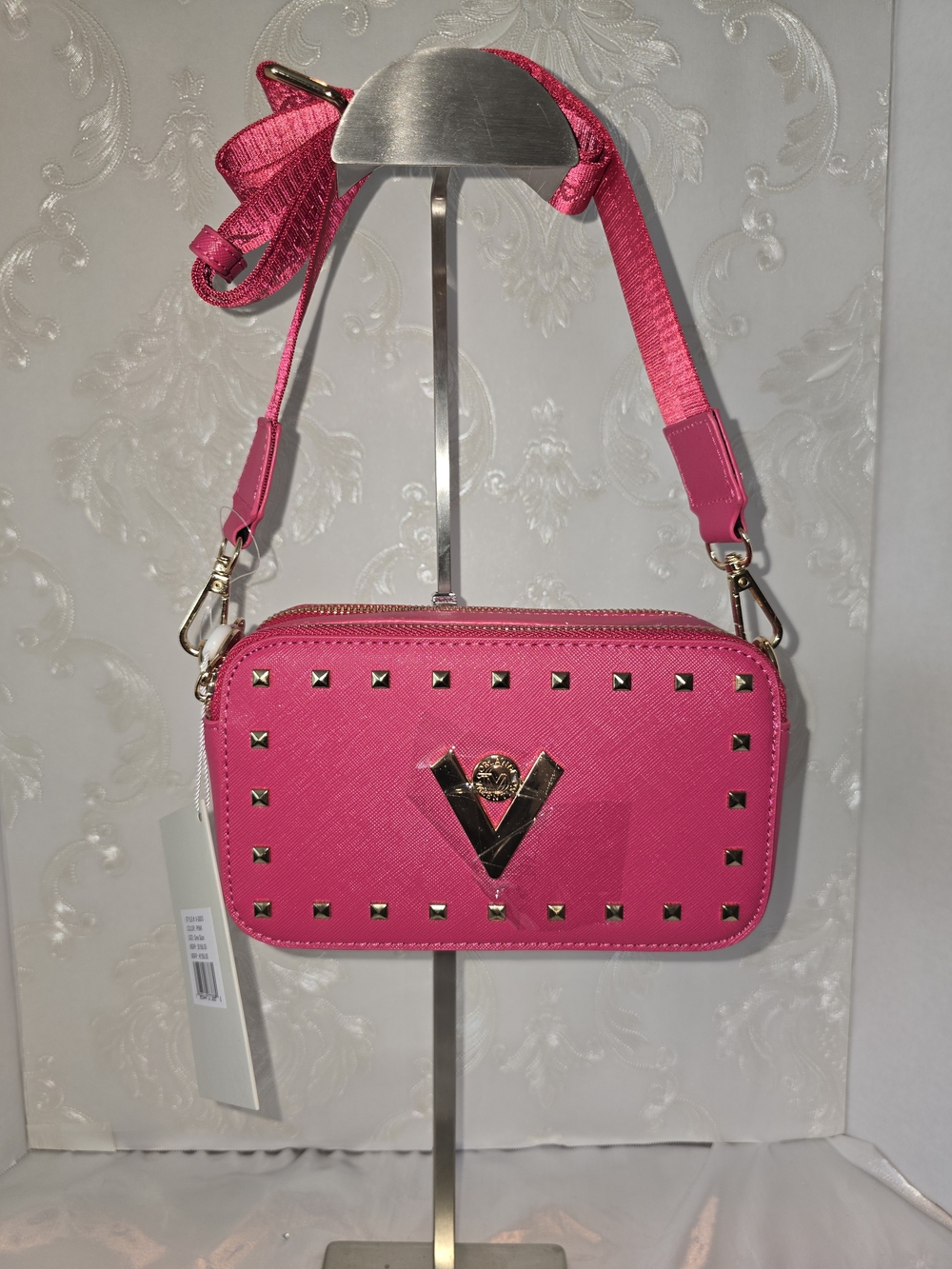 Valentino Orlandi Hot Pink Studded Crossbody Bag